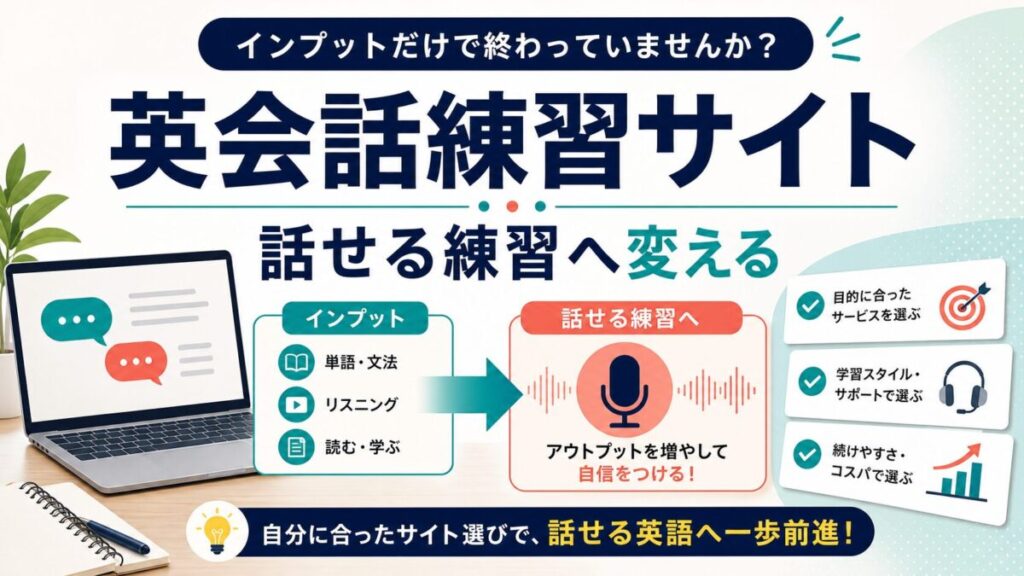 英会話練習サイトを話す練習へ変える選び方