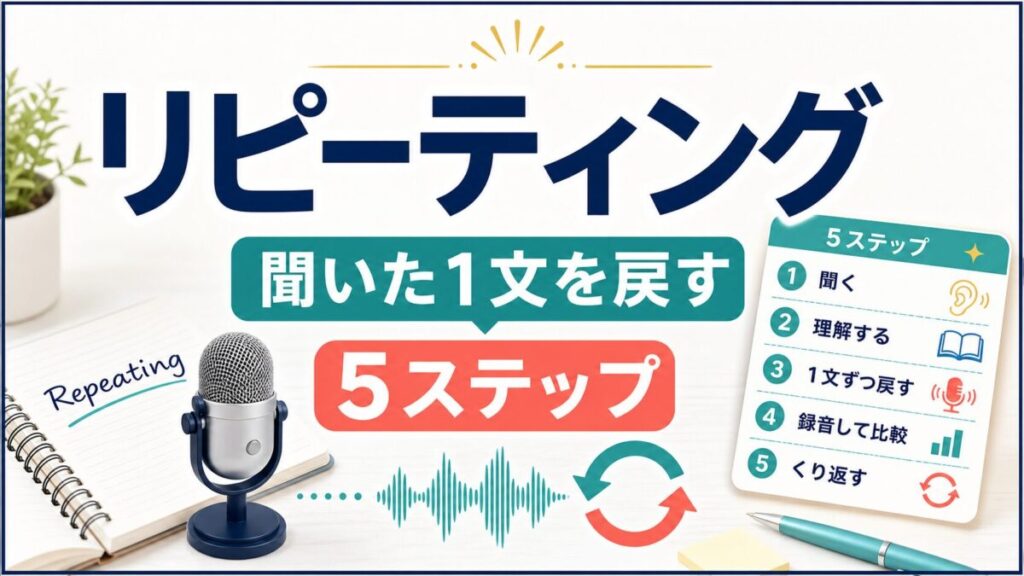 英語リピーティングのやり方を示す人物なしサムネイル