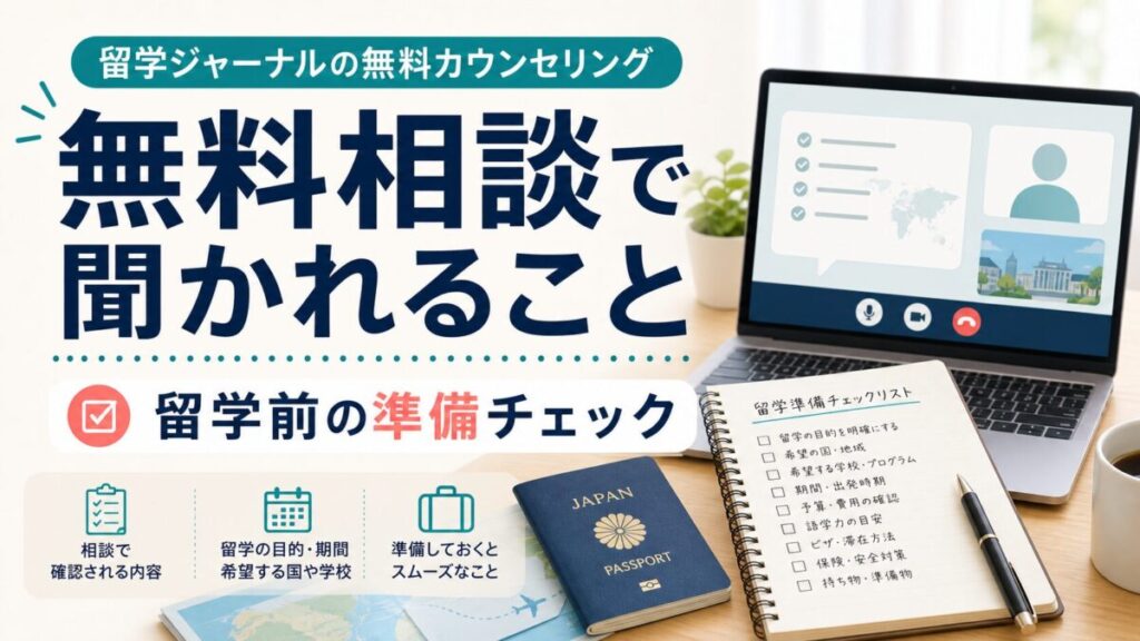 留学ジャーナルの無料相談で聞かれることと準備を示すサムネイル
