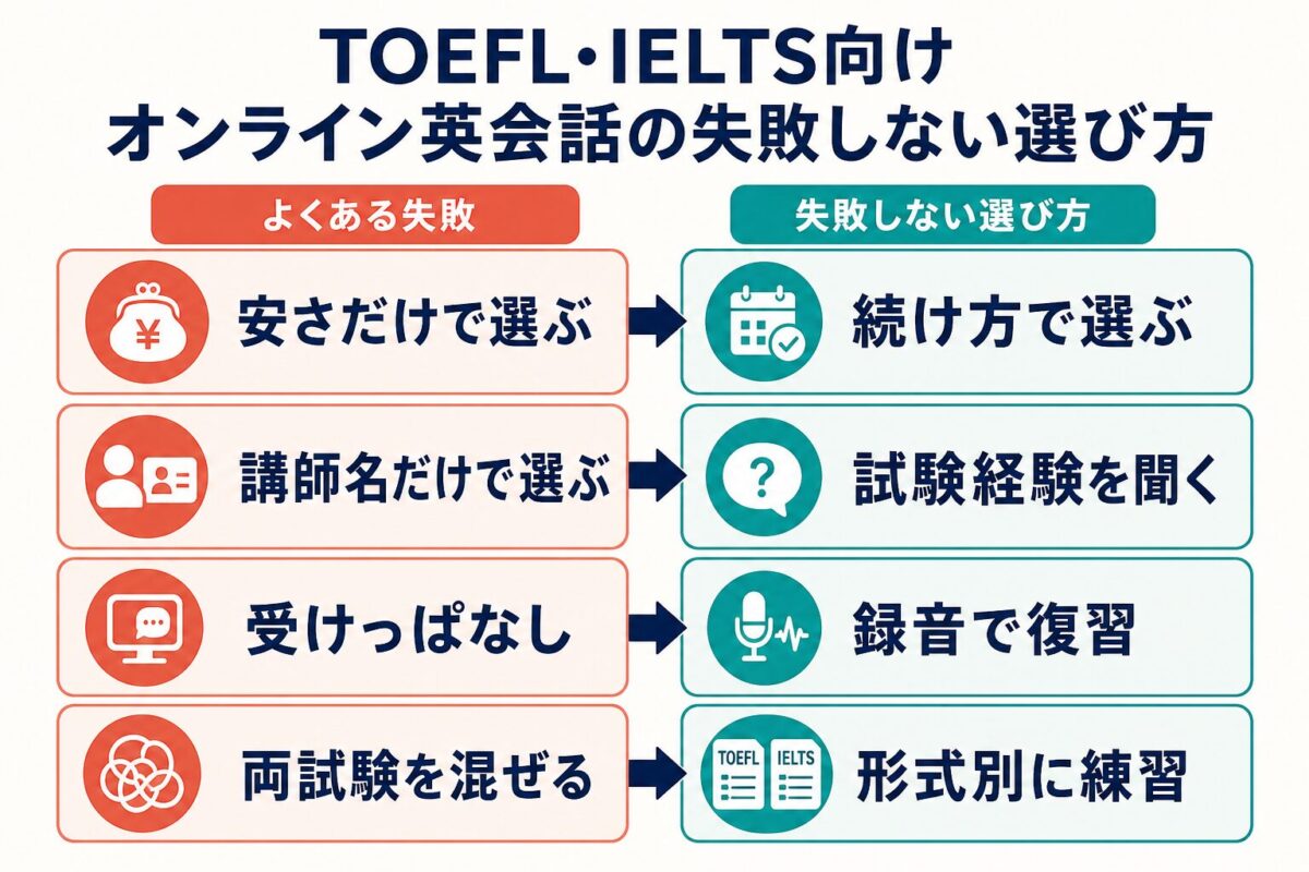 TOEFL・IELTS向けオンライン英会話の失敗しない選び方