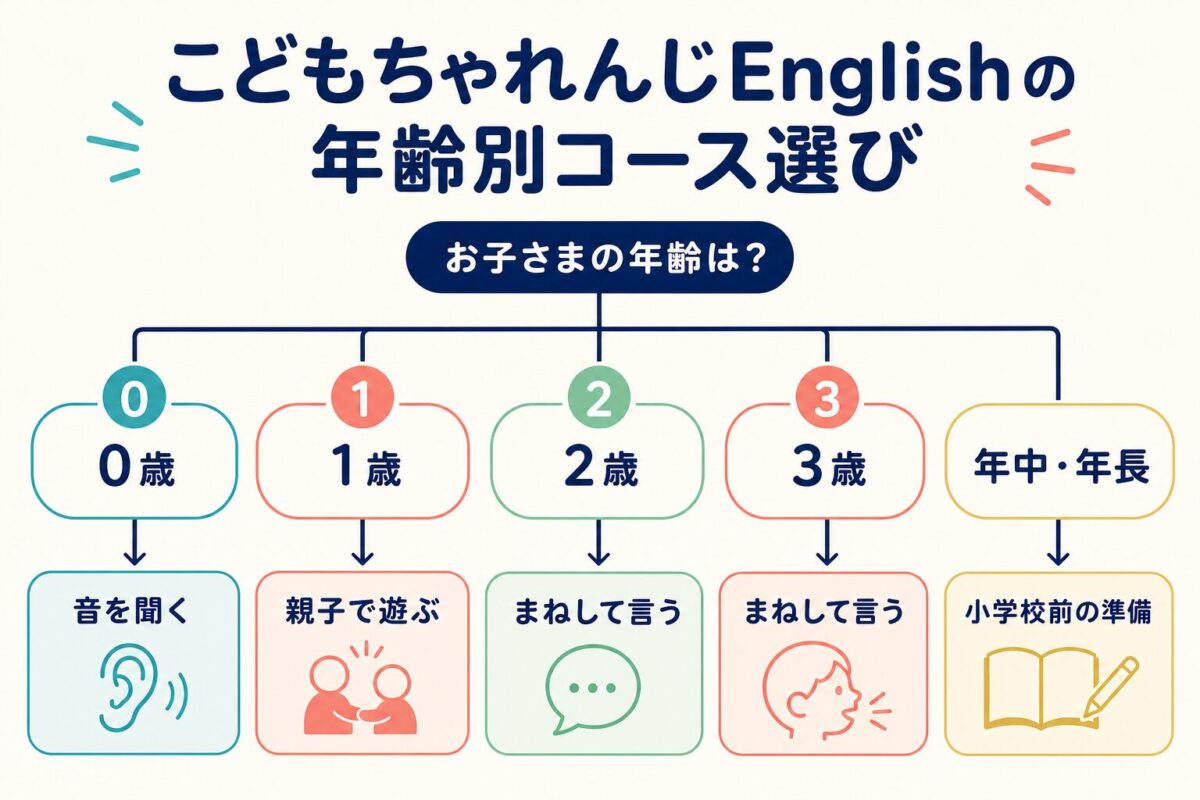こどもちゃれんじEnglishの年齢別コースを選ぶ判断ツリー