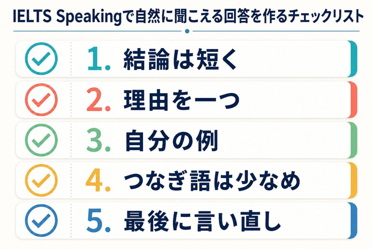 IELTS Speakingで自然に聞こえる回答を作るチェックリスト