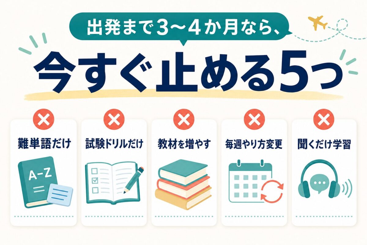 出発まで3〜4か月で止めるべき英語学習のチェックリスト