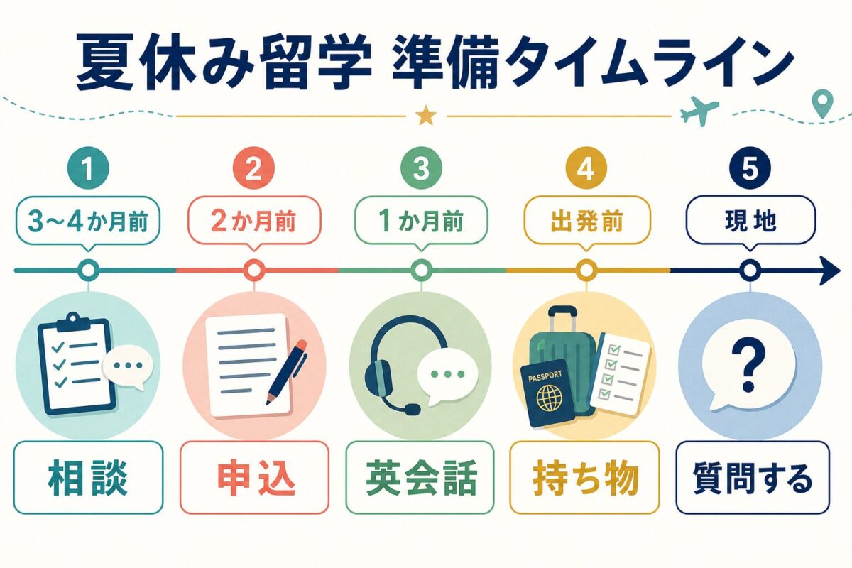 夏休み留学の3〜4か月前から現地までの準備タイムライン