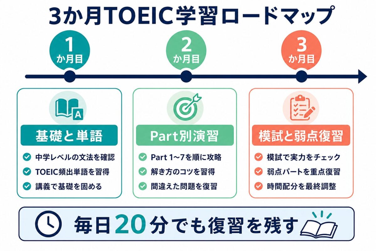 3か月でTOEIC学習を進めるロードマップ