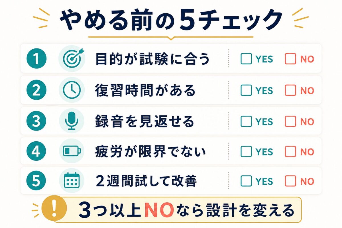 毎日英会話をやめる前に確認したい五つのチェック項目
