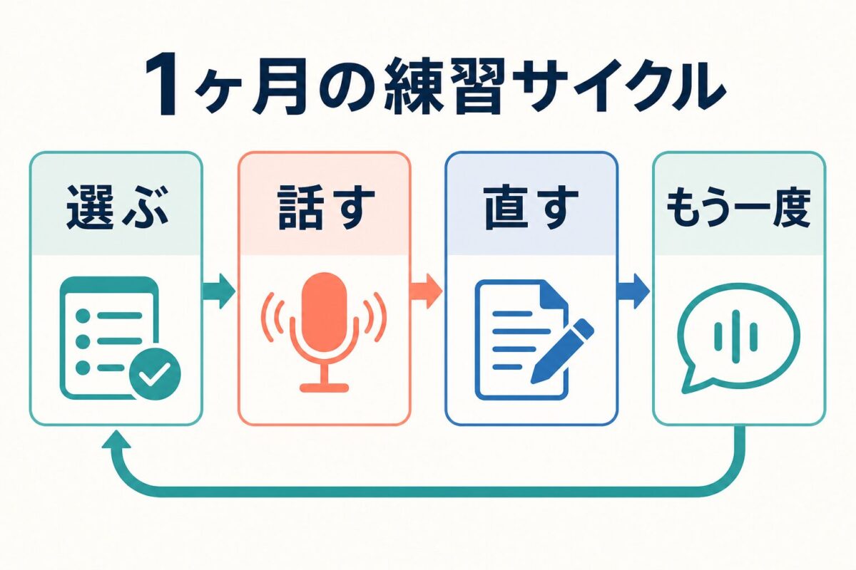 italkiを1ヶ月使う練習サイクルの図