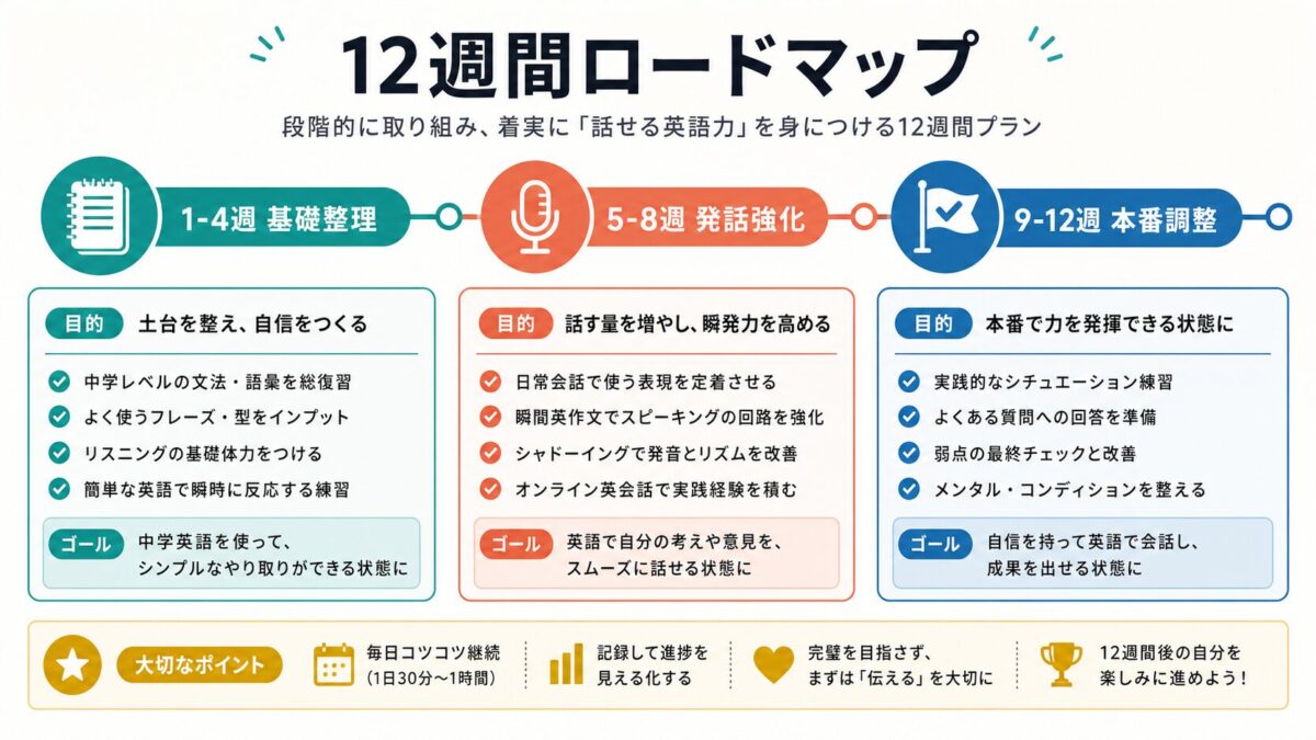 STAR’S UNIVERSITYを検討する前の12週間ロードマップを示した図解