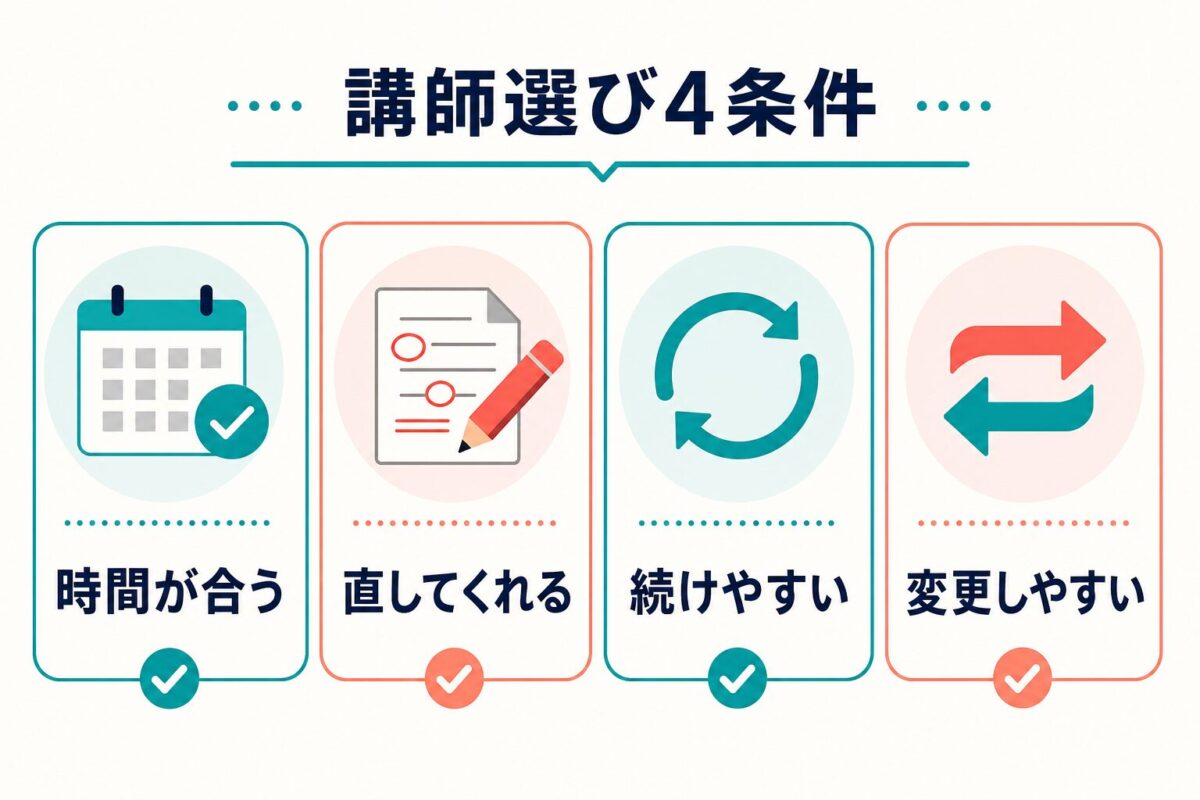 Preply初心者が講師を選ぶときの時間、訂正、継続、変更の4条件