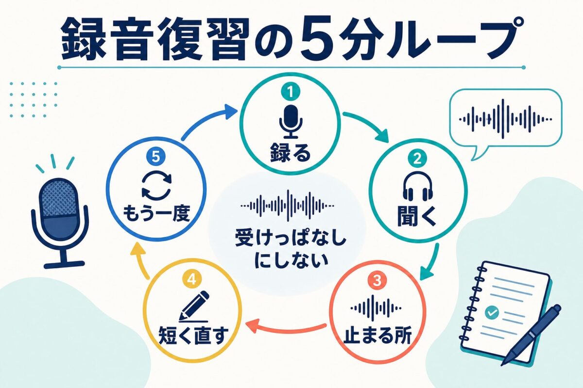 録音復習の5分ループを示す図解