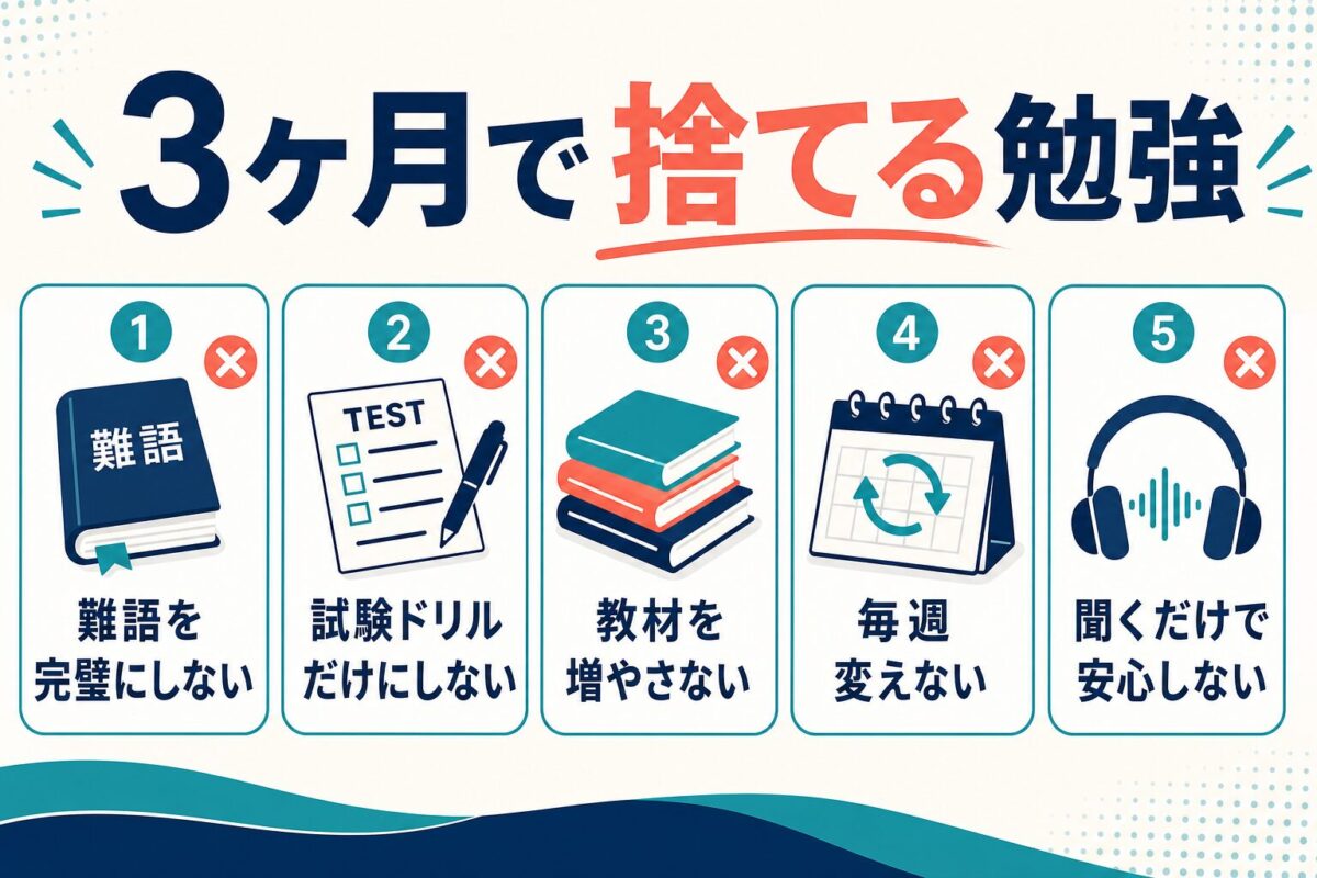 3ヶ月でやめる英語学習を整理した図解