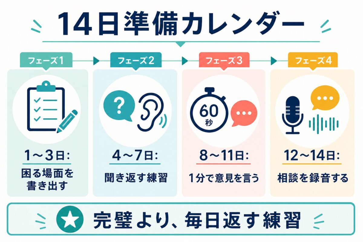 渡航前14日準備カレンダーの図解