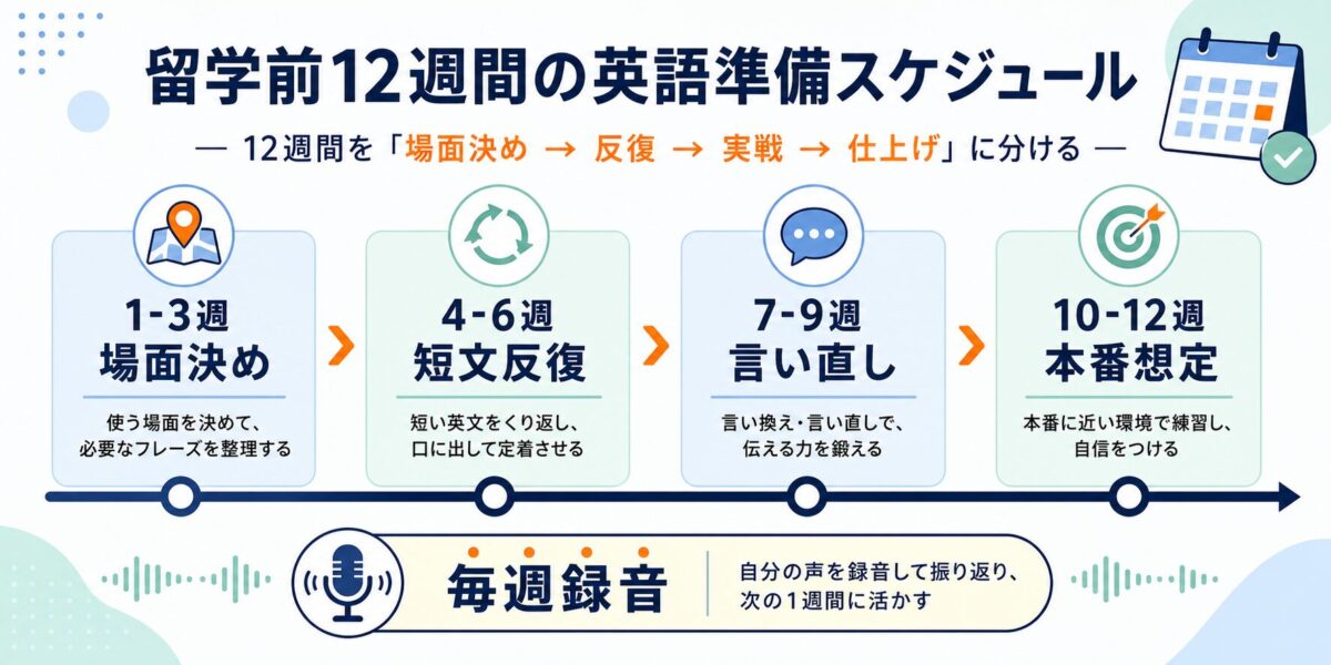 留学前12週間の英語準備スケジュール