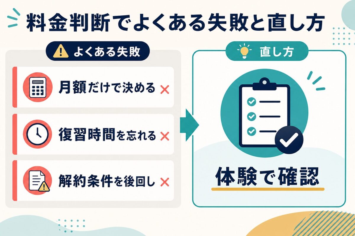 ケイティーズの料金判断で月額だけで決める失敗と体験で確認する直し方の図解