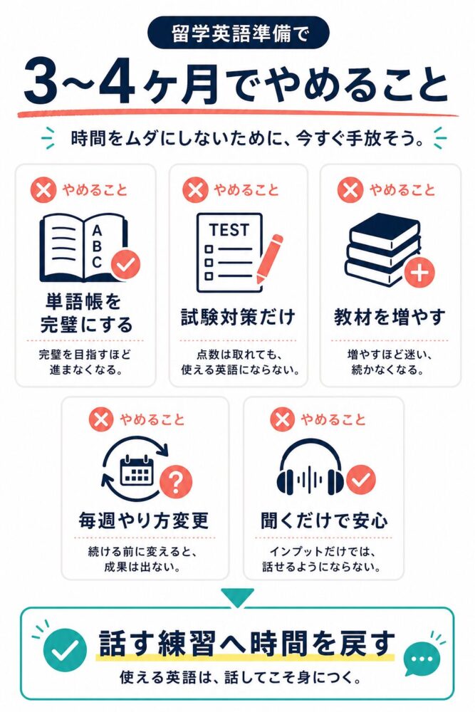 留学前3ヶ月からやめる英語学習の行動リスト