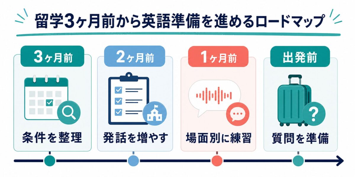 留学3ヶ月前から出発前までの英語準備ロードマップ