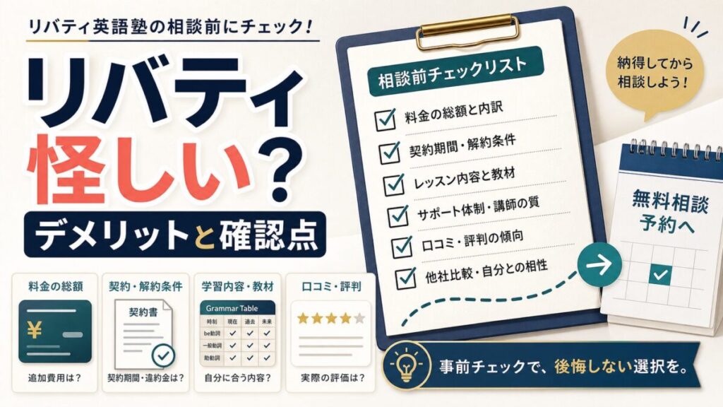 リバティが怪しいと感じる理由とデメリット確認点を示すAI生成サムネイル