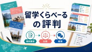 留学くらべーるの評判と資料請求の使い方を整理したアイキャッチ