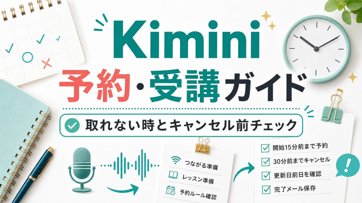 Kimini英会話の予約・受講ガイドのアイキャッチ