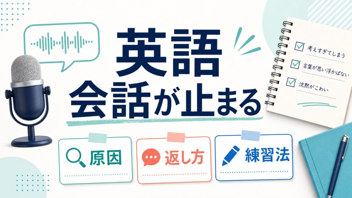 英語で会話が止まる原因と練習法を示すサムネイル