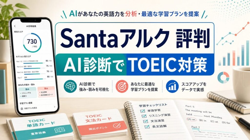 Santaアルクの評判とAI診断でTOEIC対策する判断ポイント