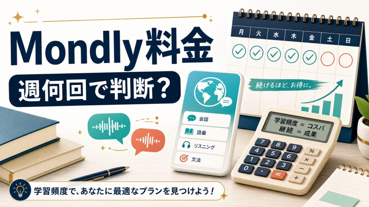 Mondly料金を週何回の学習頻度で判断する記事のアイキャッチ