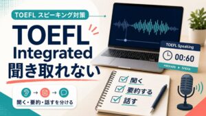 TOEFL Speaking Integratedが聞き取れない時の練習法を示すアイキャッチ画像