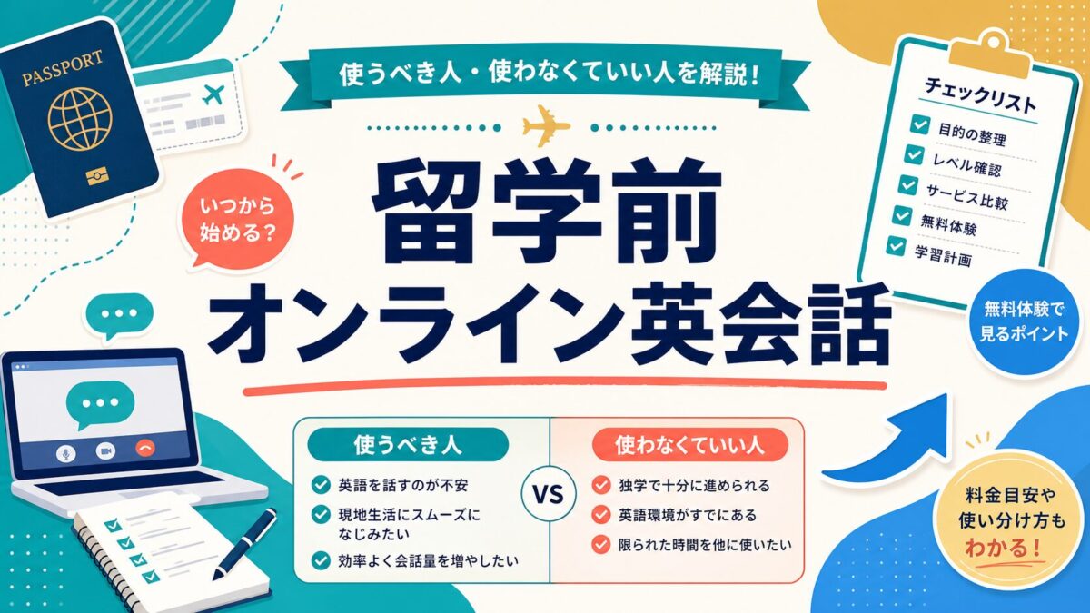 留学前にオンライン英会話が必要か判断する記事のサムネイル