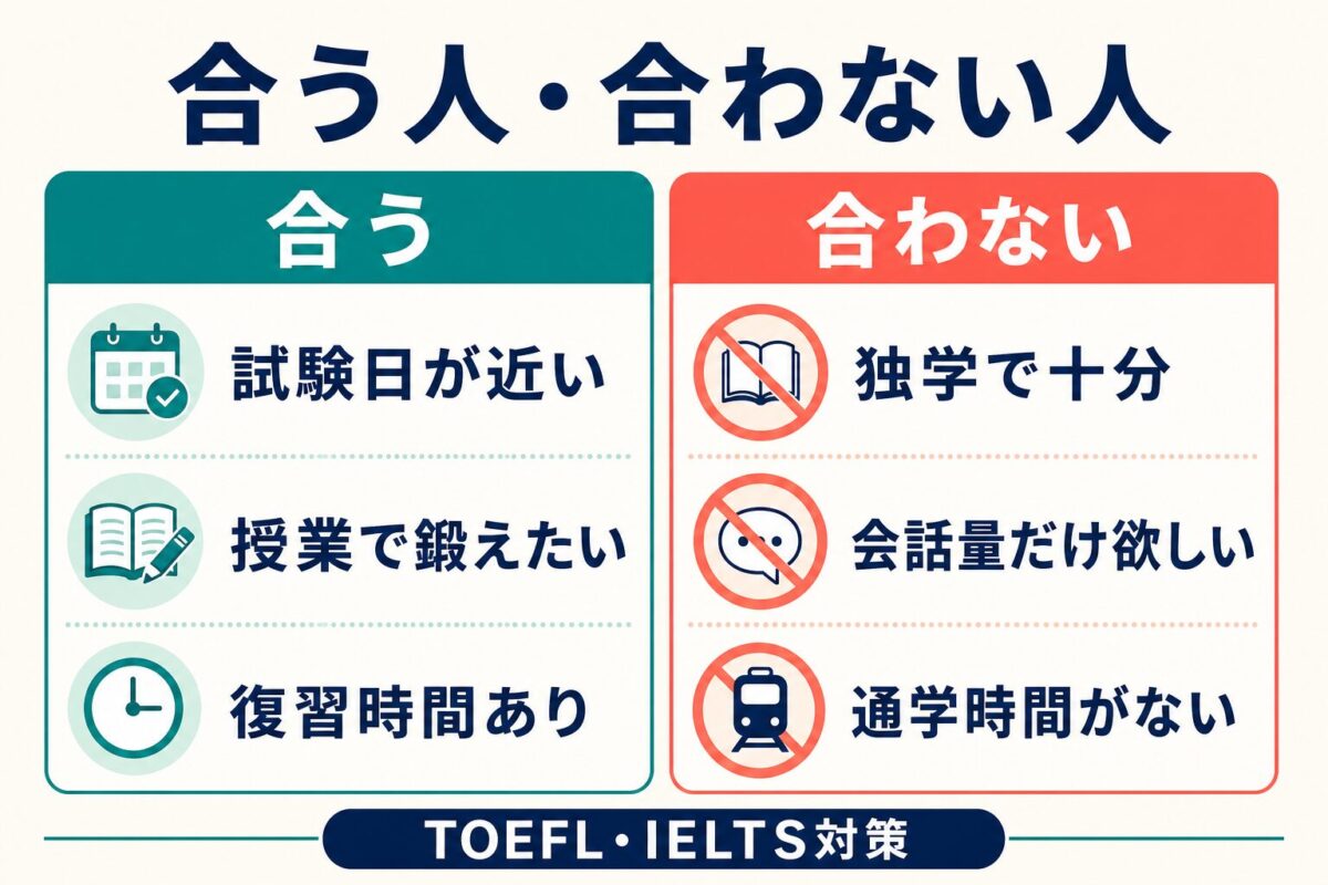 イングリッシュイノベーションズが合う人と合わない人を比較した図解