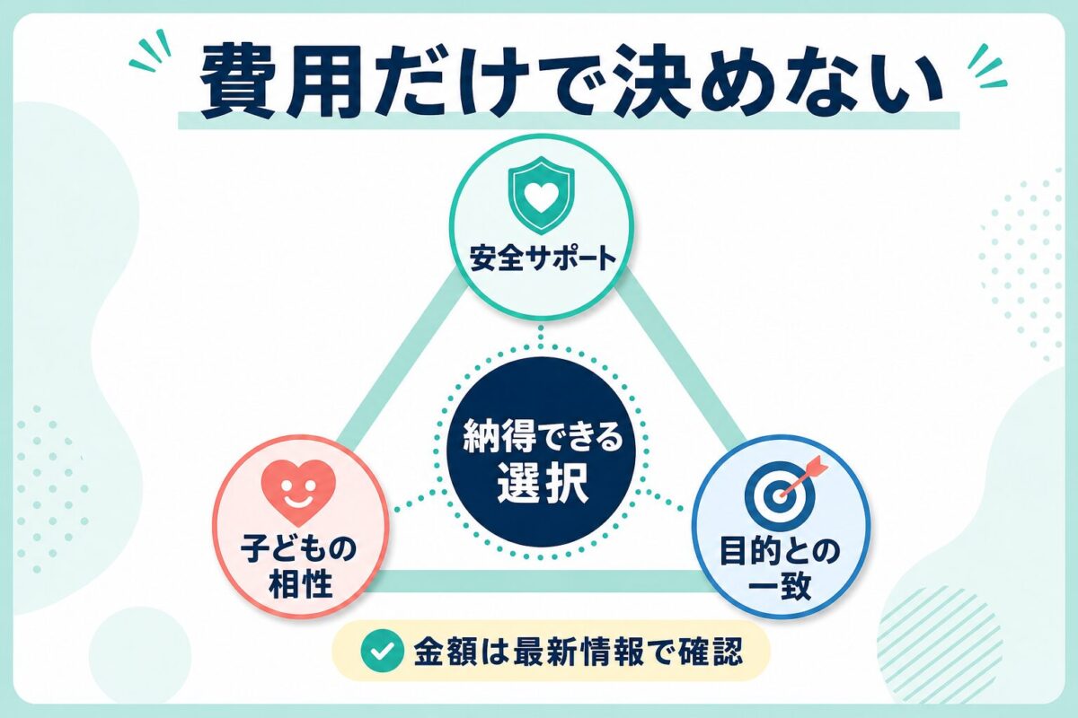 費用だけでなく安全サポートや子どもの相性も見る判断図