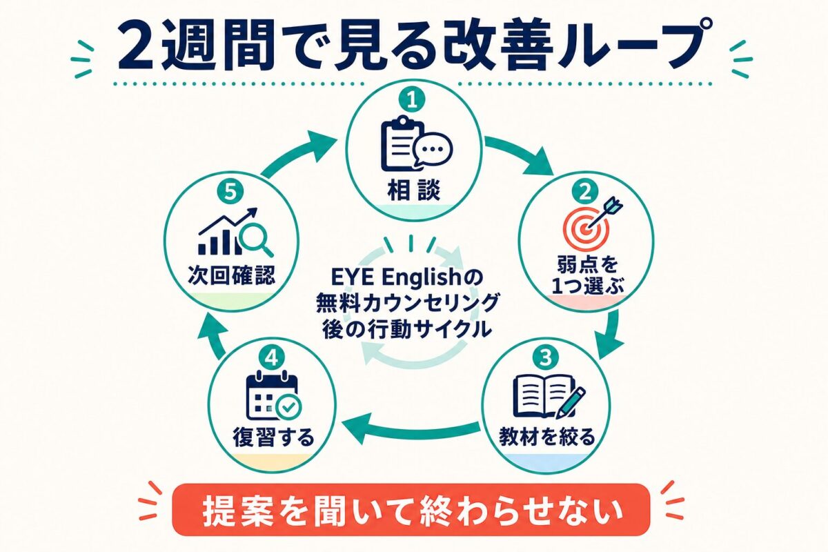 EYE English無料相談後の2週間改善ループ