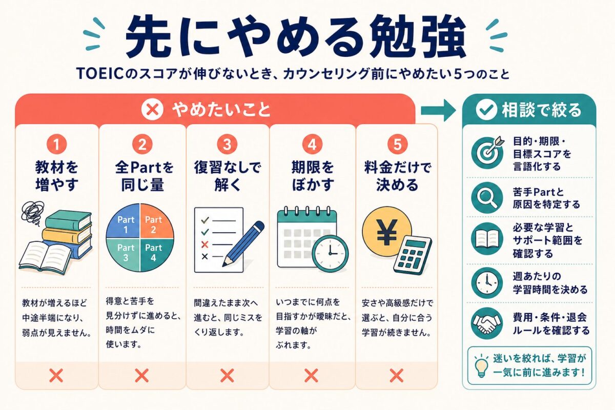 TOEICスコア停滞時に相談前にやめる勉強