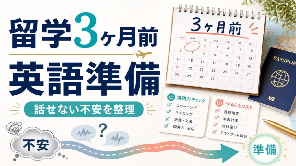 留学3ヶ月前の英語準備と話せない不安を整理するサムネイル