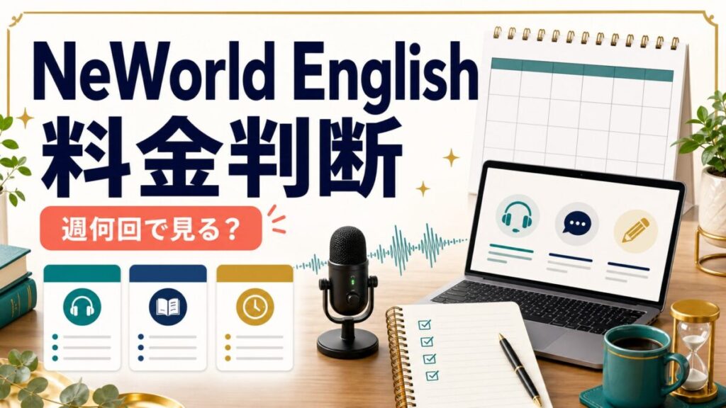 NeWorld Englishの料金を週何回で判断するかを示す人物なしのアイキャッチ画像