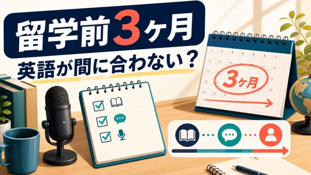 留学前3ヶ月で英語が間に合わない不安を整理するサムネイル