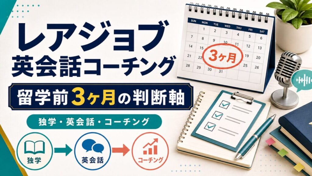レアジョブ英会話コーチングを留学前3ヶ月の英語準備で判断するサムネイル