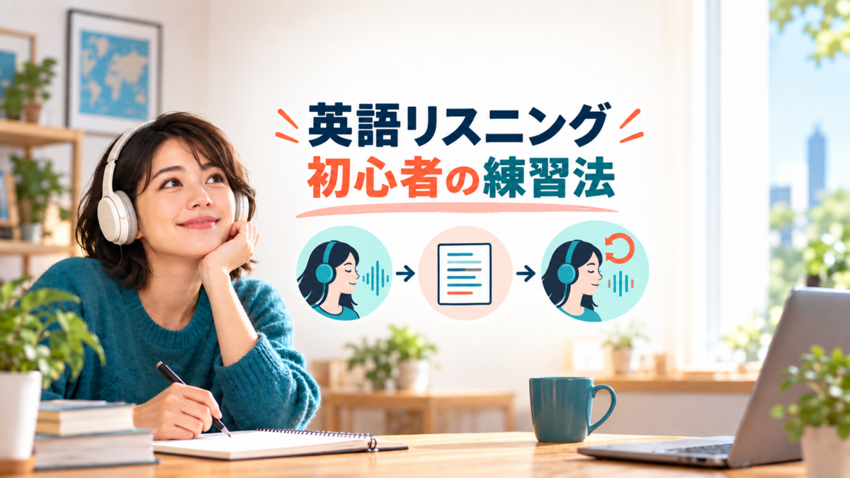英語音声を聞き、英文を確認して聞き直す初心者向け練習手順