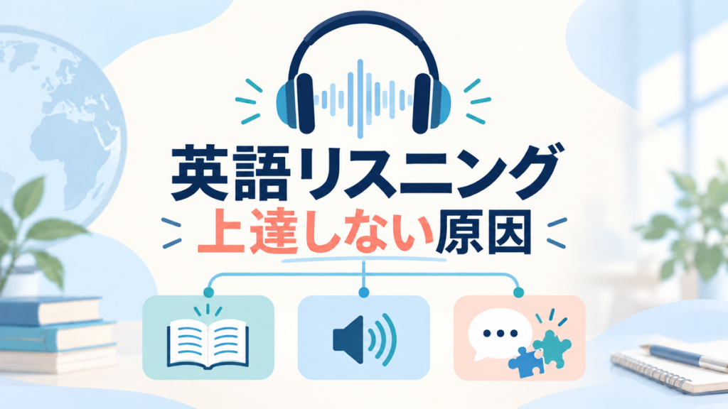 英語リスニングが上達しない原因を3段階で確認するアイキャッチ