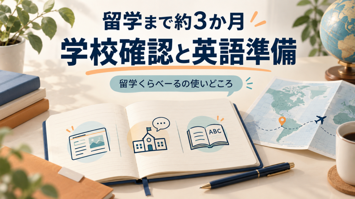 留学まで約3か月 学校確認と英語準備 留学くらべーるの使いどころ
