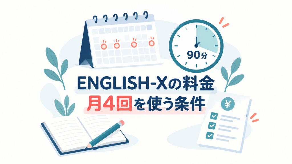 ENGLISH-Xの料金と月4回を使う条件を示す記事のアイキャッチ