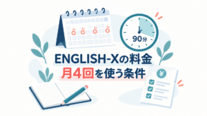 ENGLISH-Xの料金と月4回を使う条件を示す記事のアイキャッチ
